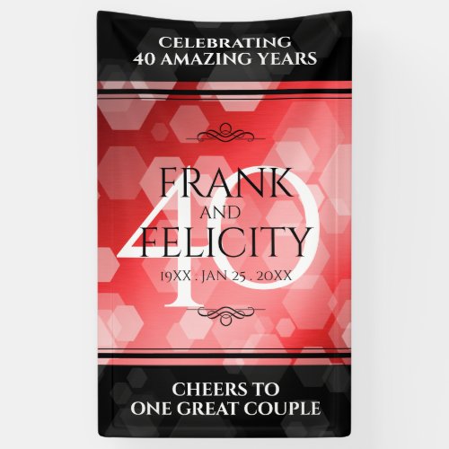 Elegant 40th Ruby Wedding Anniversary Celebration Banner