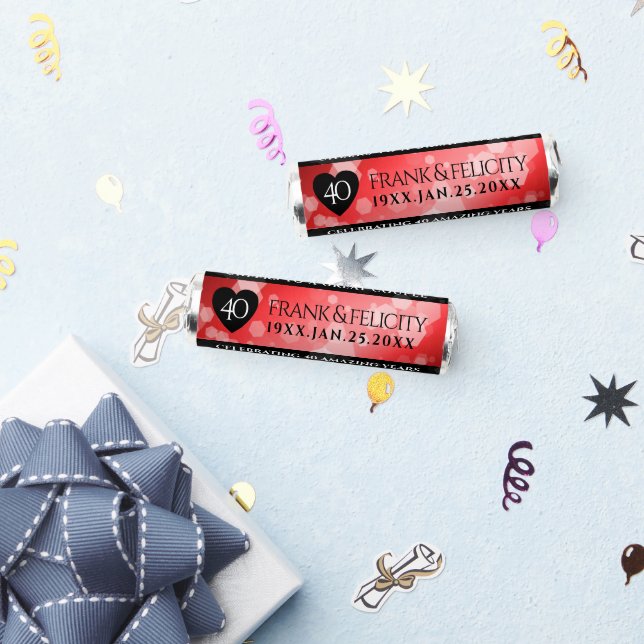 Elegant 40th Ruby Wedding Anniversary Celebration Breath Savers® Mints (Party)