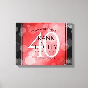 Elegant 40th Ruby Wedding Anniversary Celebration Canvas Print