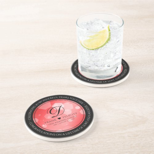 Elegant 40th Ruby Wedding Anniversary Celebration Coaster