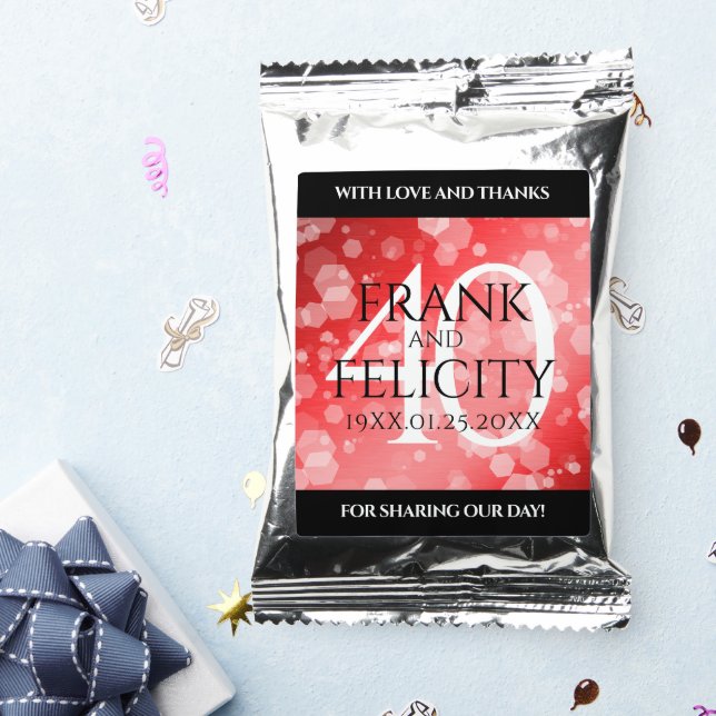 Elegant 40th Ruby Wedding Anniversary Celebration Coffee Drink Mix (Packets)