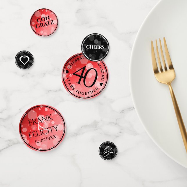 Elegant 40th Ruby Wedding Anniversary Celebration Confetti (Group)