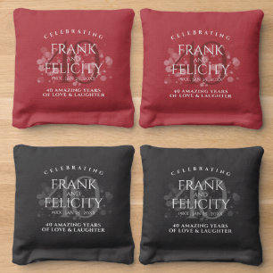 Elegant 40th Ruby Wedding Anniversary Celebration Cornhole Bags