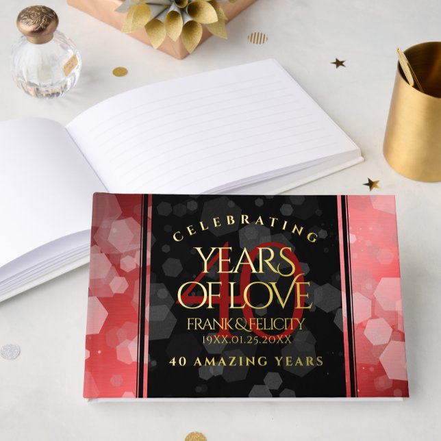 Elegant 40th Ruby Wedding Anniversary Celebration Foil Guest Book (Elegant 40th Ruby Wedding Anniversary Foil Guest Book Cover Photo)