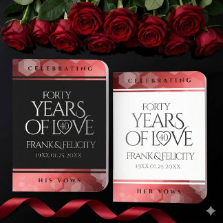Elegant 40th Ruby Wedding Anniversary Celebration Foil Vow Books