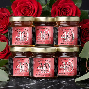 Elegant 40th Ruby Wedding Anniversary Celebration Honey Jar Favors