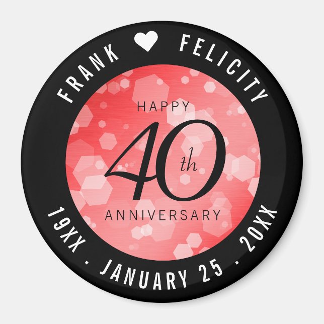 Elegant 40th Ruby Wedding Anniversary Celebration Magnet (Front)