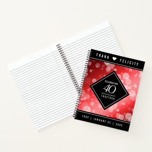 Elegant 40th Ruby Wedding Anniversary Celebration Notebook