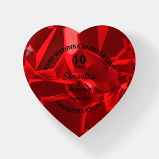 Elegant 40th Ruby Wedding Anniversary Celebration Paperweight