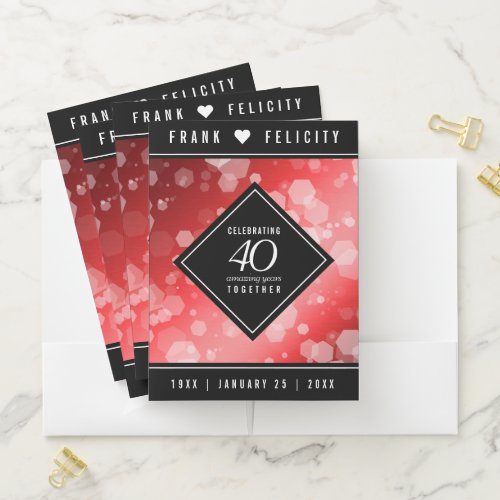 Elegant 40th Ruby Wedding Anniversary Celebration Pocket Folder