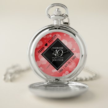Elegant 40th Ruby Wedding Anniversary Celebration Pocket Watch by expressionsoccasions at Zazzle