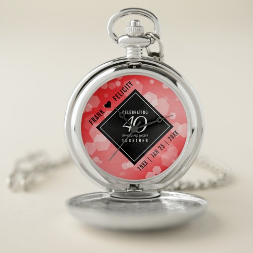 Elegant 40th Ruby Wedding Anniversary Celebration Pocket Watch