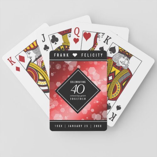 Elegant 40th Ruby Wedding Anniversary Celebration Poker Cards