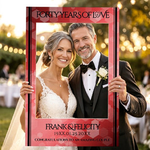 Elegant 40th Ruby Wedding Anniversary Celebration Selfie Frame