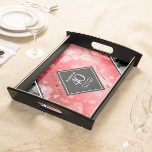 Elegant 40th Ruby Wedding Anniversary Celebration Serving Tray