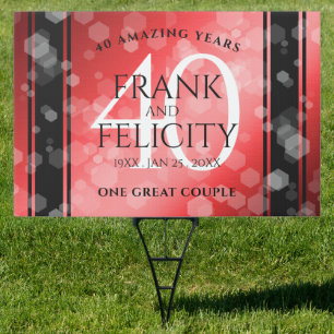 Elegant 40th Ruby Wedding Anniversary Celebration Sign