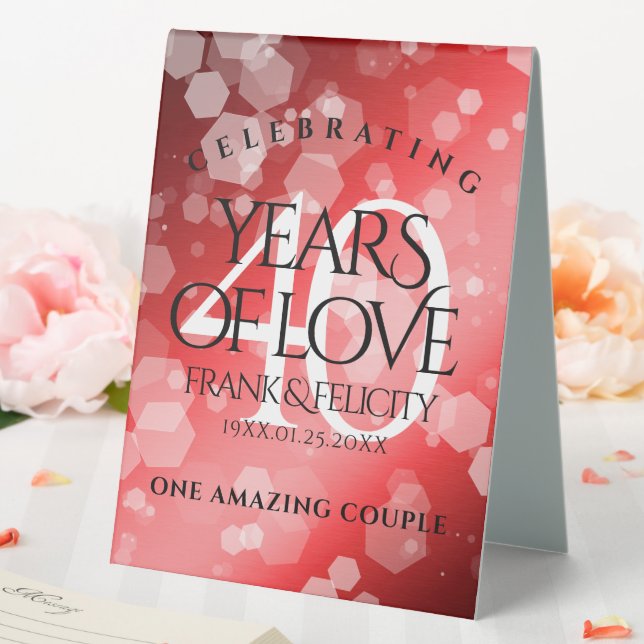 Elegant 40th Ruby Wedding Anniversary Celebration Table Tent (In SItu (Wedding))