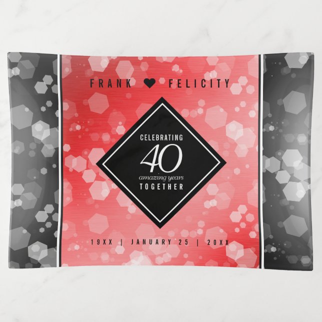 Elegant 40th Ruby Wedding Anniversary Celebration Trinket Tray (Front)
