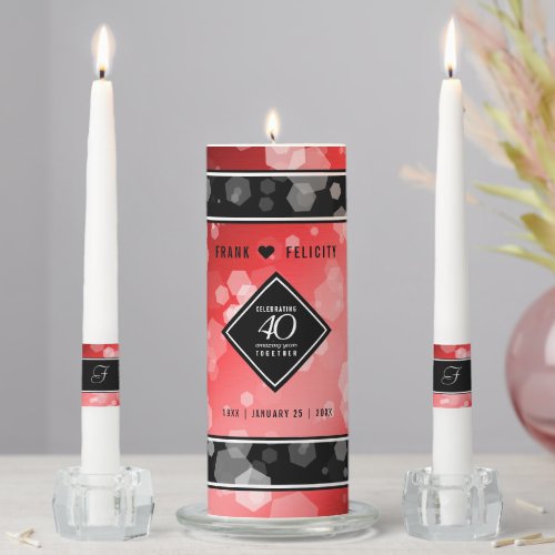 Elegant 40th Ruby Wedding Anniversary Celebration Unity Candle Set