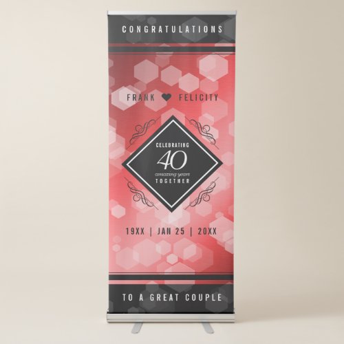 Elegant 40th Ruby Wedding Anniversary Retractable Banner