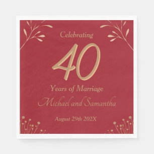 Elegant 40th Ruby Wedding Party Napkins