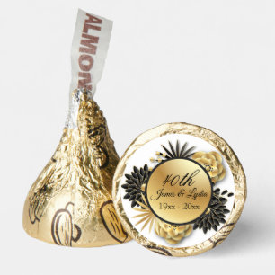 Elegant 40th Wedding Anniversary Black Gold Floral Hershey®'s Kisses®