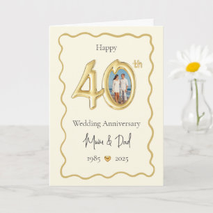 Elegant 40th Wedding Anniversary Card - Mom & Dad 