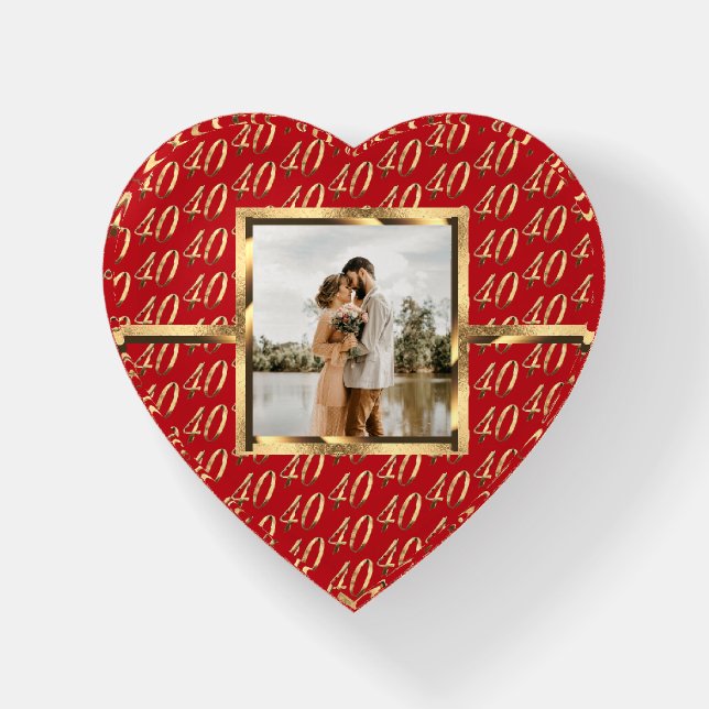 Elegant 40th Wedding Anniversary Custom Photo Paperweight (Front)