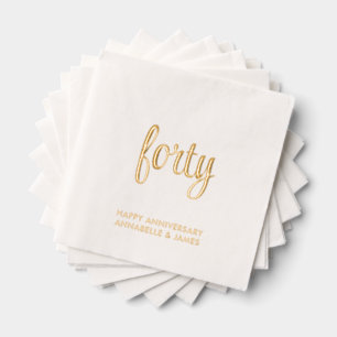 Elegant 40th Wedding Anniversary Gold Foil Napkins