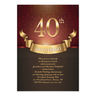 Elegant 40th Wedding Anniversary Invitation