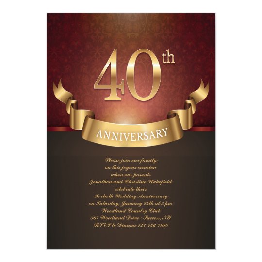 Elegant 40Th Anniversary Invitations 5