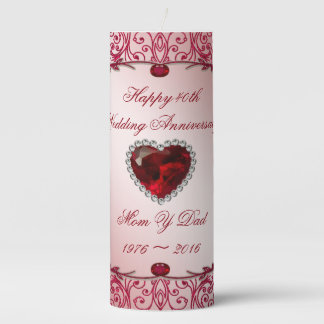 Elegant 40th Wedding Anniversary Pillar Candle