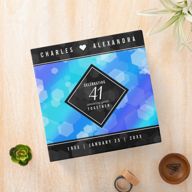 Elegant 41st Blue Topaz Wedding Anniversary 3 Ring Binder (In Situ)