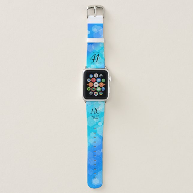 Elegant 41st Blue Topaz Wedding Anniversary Apple Watch Band (Front)