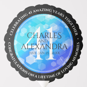 Elegant 41st Blue Topaz Wedding Anniversary Balloon