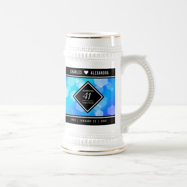 Elegant 41st Blue Topaz Wedding Anniversary Beer Stein (Right)