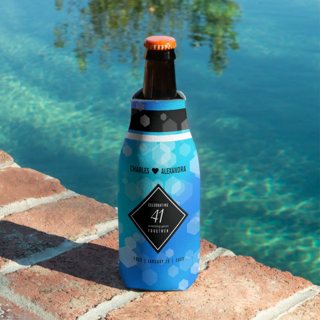 Elegant 41st Blue Topaz Wedding Anniversary Bottle Cooler (In Situ Pool)