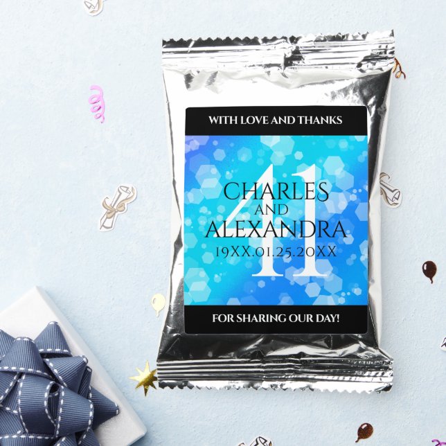 Elegant 41st Blue Topaz Wedding Anniversary Coffee Drink Mix (Packets)