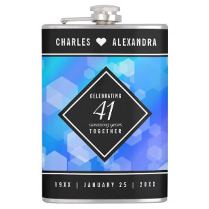 Elegant 41st Blue Topaz Wedding Anniversary Flask