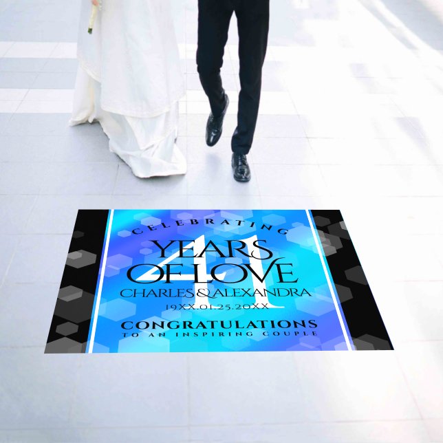 Elegant 41st Blue Topaz Wedding Anniversary Floor Decals (Wedding)