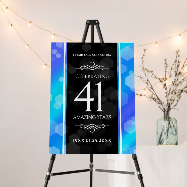 Elegant 41st Blue Topaz Wedding Anniversary Foam Board (In Situ (Stand))