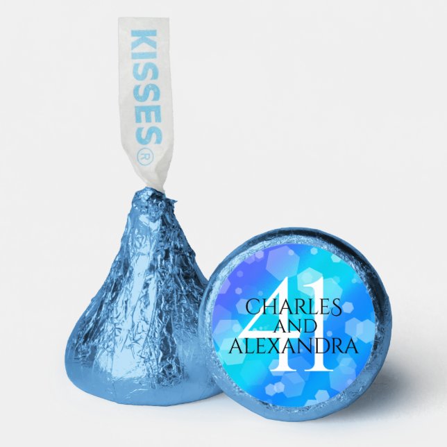 Elegant 41st Blue Topaz Wedding Anniversary Hershey®'s Kisses® (Front)