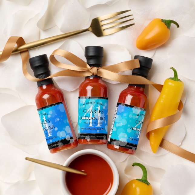 Elegant 41st Blue Topaz Wedding Anniversary Hot Sauces (Wedding)