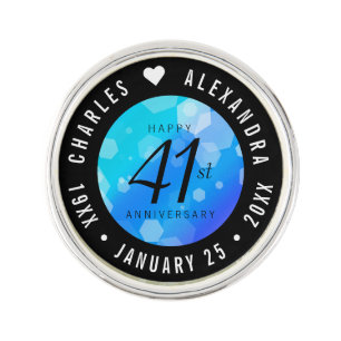 Elegant 41st Blue Topaz Wedding Anniversary Lapel Pin