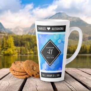 Elegant 41st Blue Topaz Wedding Anniversary Latte Mug