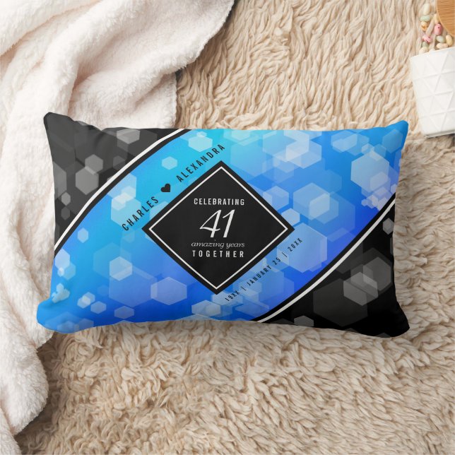 Elegant 41st Blue Topaz Wedding Anniversary Lumbar Pillow (Blanket)