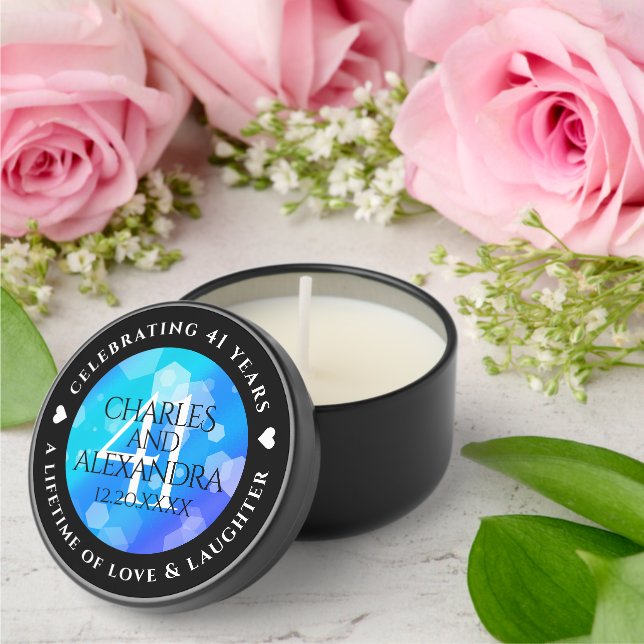 Elegant 41st Blue Topaz Wedding Anniversary Mini Candle Favors (Insitu (Wedding))