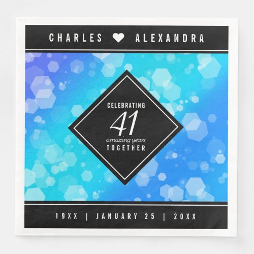 Elegant 41st Blue Topaz Wedding Anniversary Paper Dinner Napkins