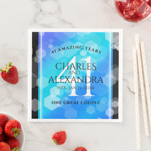 Elegant 41st Blue Topaz Wedding Anniversary Paper Dinner Napkins