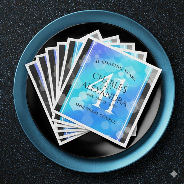 Elegant 41st Blue Topaz Wedding Anniversary Paper Dinner Napkins (Elegant 41st Blue Topaz Wedding Anniversary Napkins Cover Photo)